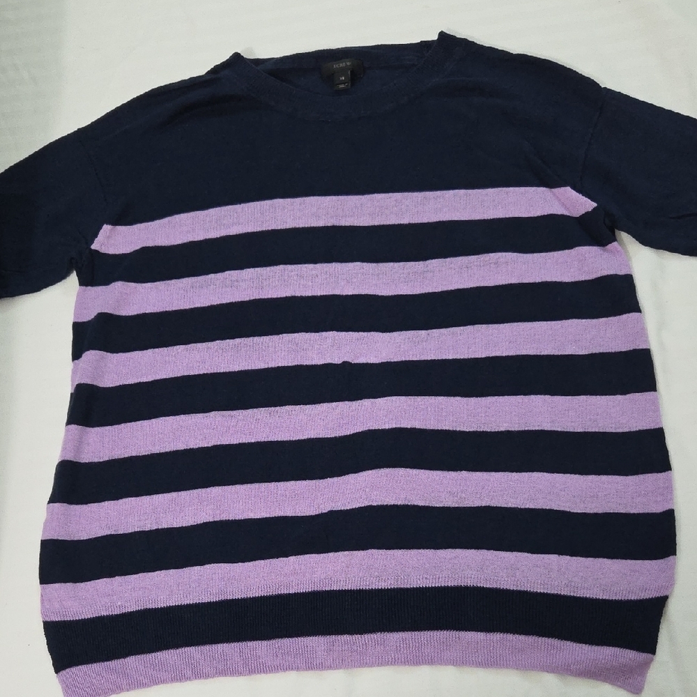 J. CREW, Wome's Sweater in Navy and Lavender Stripes